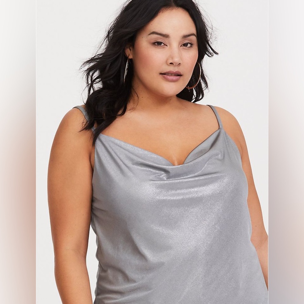 Forever 21 Silver Cowl Neck Top